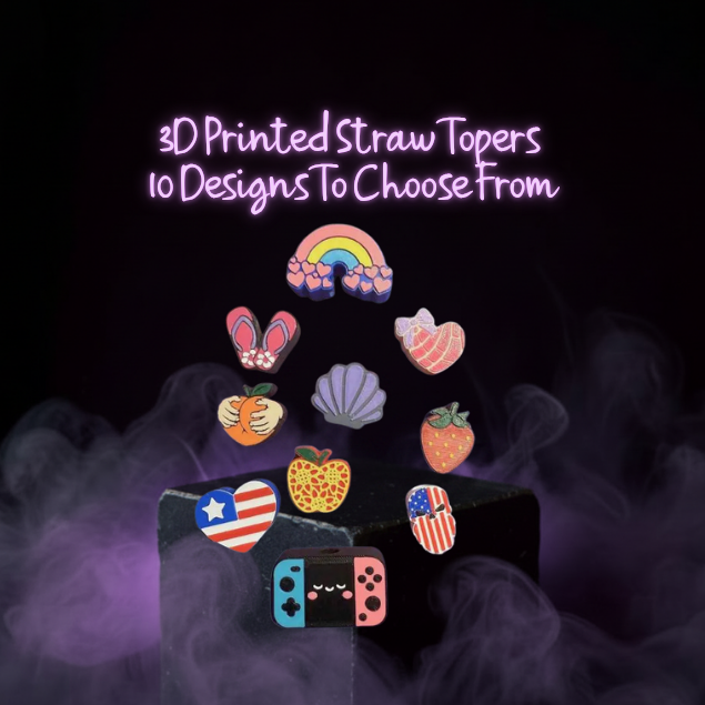 Array of 3D Printed Straw Toppers *10 Options to Choose From*
