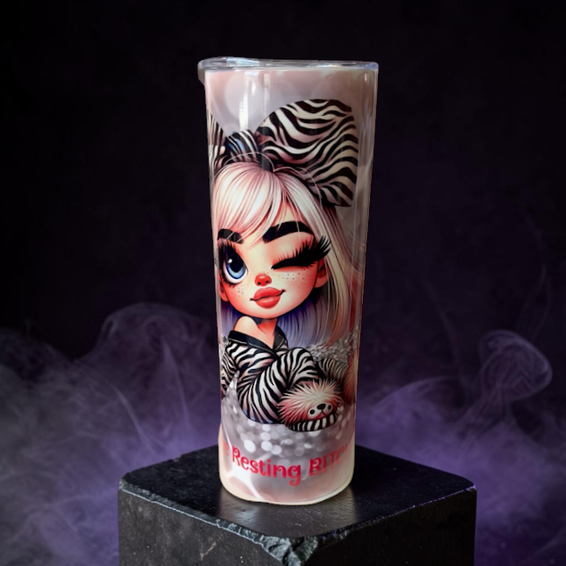 Long Live Resting Bitch Face 20oz Stainless Steel Tumbler or 16oz Glass Mug