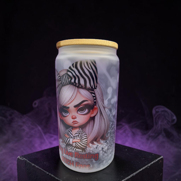 Long Live Resting Bitch Face 20oz Stainless Steel Tumbler or 16oz Glass Mug